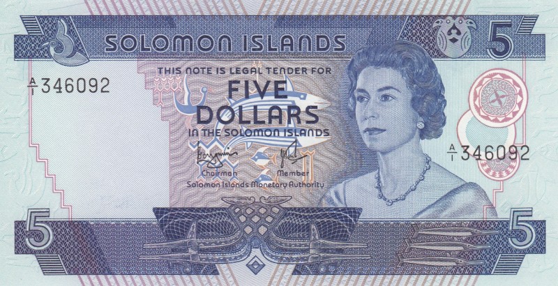 Solomon Islands, 5 Dollars, 1977, UNC,p6b

Serial Number: A/1 346092
Estimate...