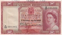 Southern Rhodesia, 10 Shillings, 1952, AUNC,p12a, SPECİMEN
1 December 1952
Serial Number: A/135 000001
Estimate: 750 - 1500 USD