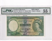 Southern Rhodesia, 1 Pound, 1952, UNC,p13s, SPECİMEN
PMG 55
Serial Number: B/229 000,001
Estimate: 1500 - 3000 USD