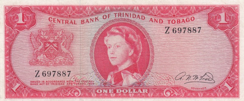 Trinidad & Tobago, 1 Dollar, 1964, XF,p26br, REPLACEMENT
Sign: Alexander N. Mcl...