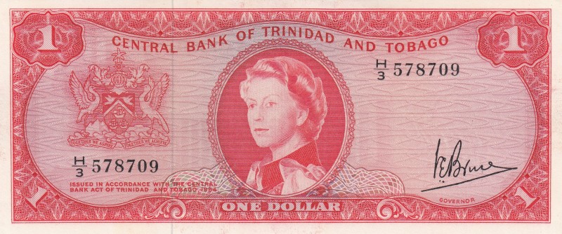 Trinidad & Tobago, 1 Dollar, 1964, AUNC,p26c
Portrait of Queen Elizabeth II
Se...