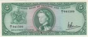 Trinidad & Tobago, 5 Dollars, 1964, UNC,p27c
Sing: Victor E. Bruce
Serial Number: H/1 941509
Estimate: 150 - 300 USD