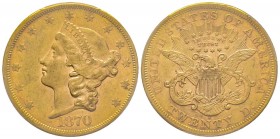 USA
20 Dollars, San Francisco, 1870 S, AU 33.43 g.
Ref : Fr. 175, KM#74.2 
Conservation : PCGS AU53