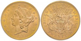 USA
20 Dollars, Philadelphia, 1873, AU 33.43 g.
Ref : Fr. 169, KM#74.1
Conservation : PCGS MS62 Open 3
