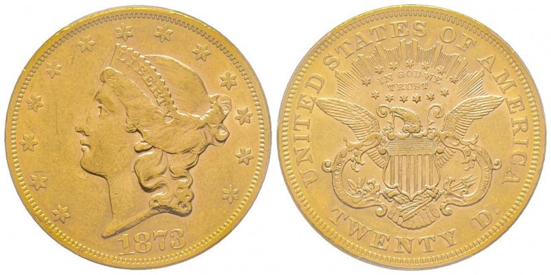 USA
20 Dollars, Philadelphia, 1873, AU 33.43 g.
Ref : Fr. 169, KM#74.1
Conservat...