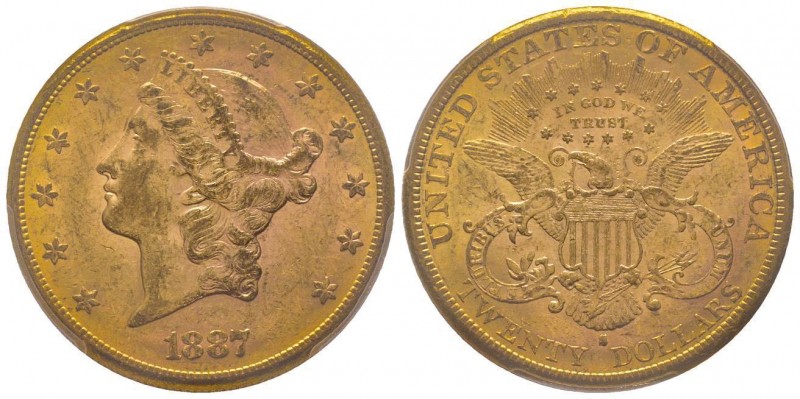 USA
20 Dollars, San Francisco, 1887 S, AU 33.43 g.
Ref : Fr. 172, KM#74.1
Conser...