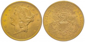 USA 
20 Dollars, Philadelphia, 1904, AU 33.43g. 
Ref : KM#74.3, Fr.177 
Conservation : PCGS MS62+