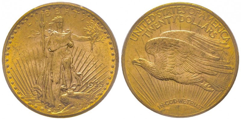 USA
20 Dollars, San, Francisco 1915 S, AU 33.43 g.
Ref : Fr. 172, KM#74.1 
Conse...