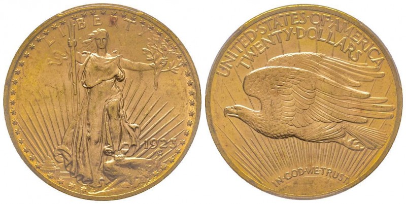 USA
20 Dollars, Philadelphia, 1923, AU 33.43 g.
Ref : Fr. 183, KM#127
Conservati...