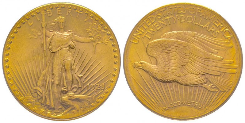 USA
20 Dollars, Philadelphia, 1928, AU 33.43 g.
Ref : Fr. 183, KM#127
Conservati...