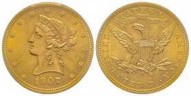 USA
10 Dollars, Philadelphia, 1907 AU 16.72 g. 
Ref : KM 102, Fr. 158 
Conservation : PCGS MS63