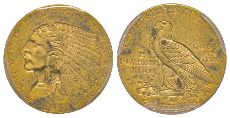 USA
2.5 Dollars, Philadelphie, 1911, AU 4.18 g.
Ref : Fr. 120, KM#72
Conservatio...
