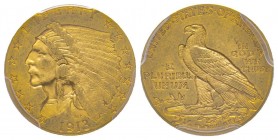 USA
2.5 Dollars, Philadelphie, 1913, AU 4.18 g.
Ref : Fr. 120, KM#72
Conservation : PCGS AU50