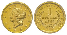 USA
1 Dollar, New Orleans, 1849 O, AU 1.67 g. 
Ref : Fr. 87, KM#73
Conservation : PCGS AU Detail