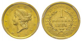1 Dollar, Philadelphia, 1851, AU 1.67 g. 
Ref : Fr. 84, KM#73
Conservation : PCGS MS63