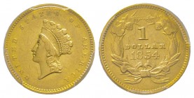 1 Dollar, Philadelphia, 1854, AU 1.67 g. 
Ref : Fr. 89, KM#83
Conservation : PCGS AU53. Type 2
