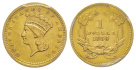 1 Dollar, Philadelphia, 1859, AU 1.67 g. 
Ref : Fr. 94, KM#86
Conservation : PCGS AU58