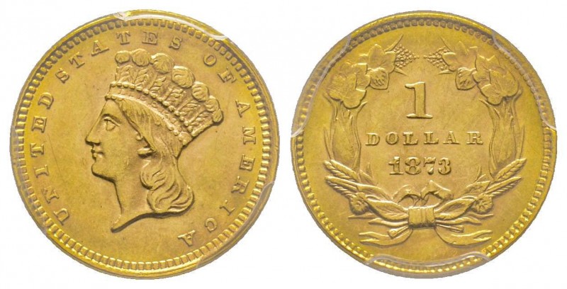 1 Dollar, Philadelphia, 1873, AU 1.67 g. 
Ref : Fr. 94, KM#86
Conservation : PCG...