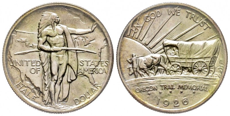 Half Dollar 1926 S, San Francisco, Oregon Trail Memorial, AG 12.5 g.
Conservatio...
