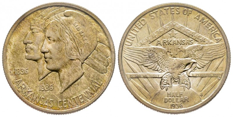 Half Dollar 1936, Philadelphia Arkansas Centennial 1836-1936, AG 12.5 g.
Conser...