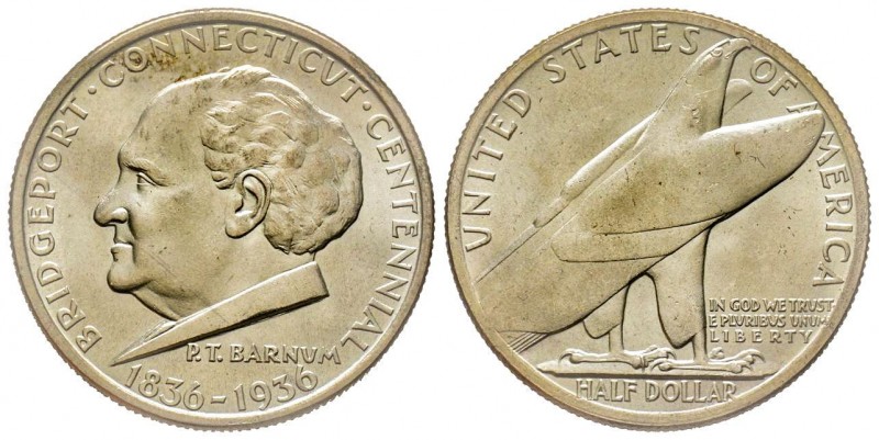 Half Dollar 1936, Philadelphia, Bridgeport Connecticut Centennial 1836-1936, AG ...