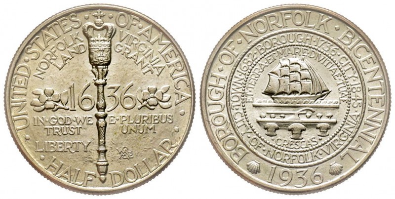 Half Dollar 1936, Philadelphia, Norfolk Bicentennial, AG 12.5 g.
Conservation : ...