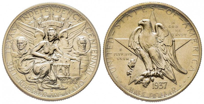 Half Dollar 1937 S, San Francisco, Texas Independence Centenial Remember Alamo, ...