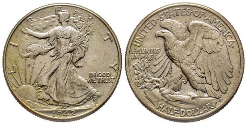 Half Dollar 1942, Philadelphia, Walking Liberty AG 12.5 g.
Conservation : Superb...