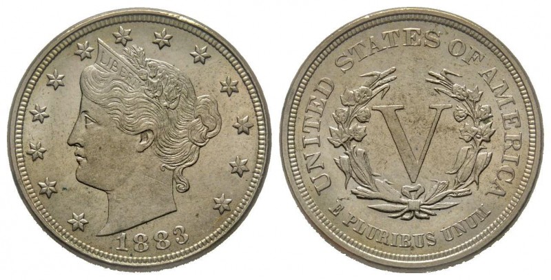 5 Cents, 1883, Philadelphia, Liberty Head, Ni 5.10 g.
Conservation : Superbe