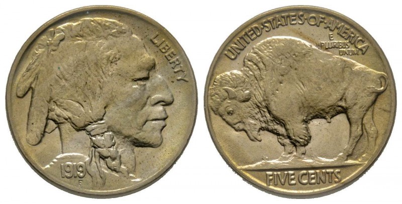 5 Cents, 1919, Philadelphia, Buffalo Nickel, Ni
Conservation : FDC