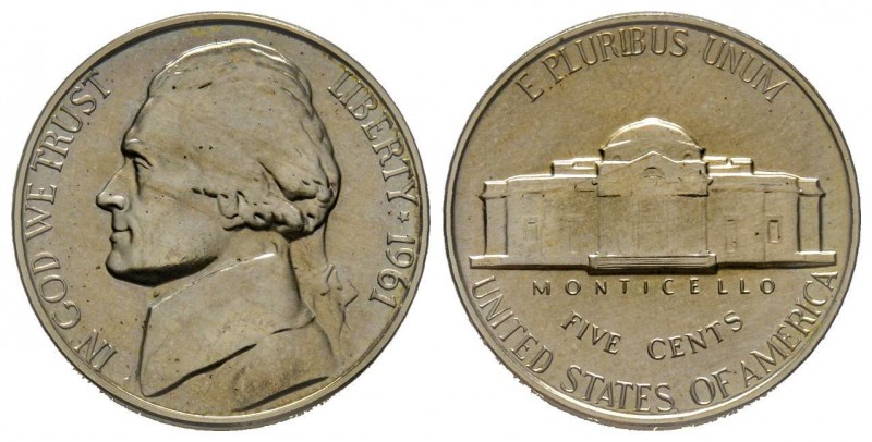 5 Cents, 1961, Philadelphia, Jefferson, Ni
Conservation : Superbe