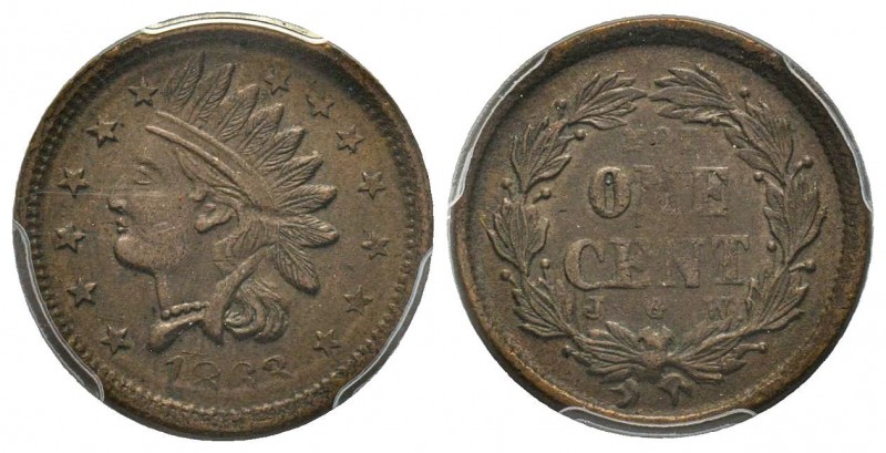 Patriotic token 1863, Copper
F-63/366
Not One Cent
PCGS AU58