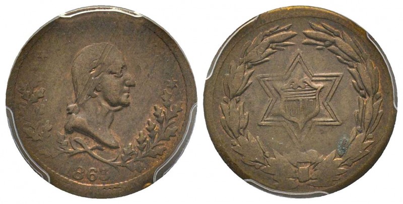 Patriotic token 1863, Copper
F-119/398a
Washington 
PCGS MS62 BN