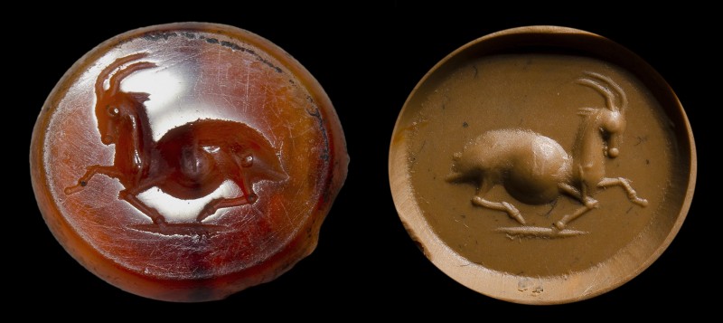 An italic carnelian intaglio. Antelope.
2nd - 1st century B.C.
12 x 13 x 2 mm...