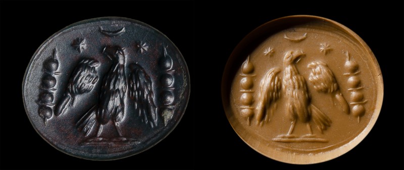 A roman heliotrope intaglio. Military emblema.
2nd - 3rd century A.D.
10 x 12 ...