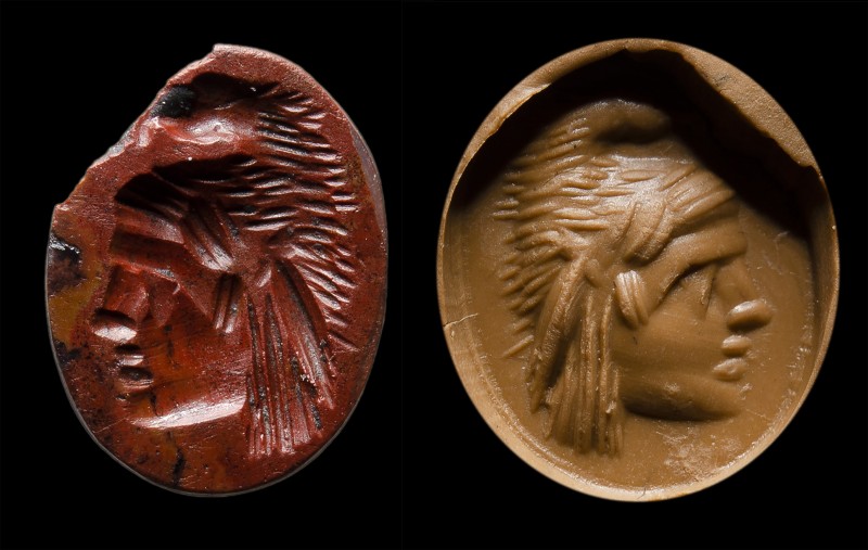 A roman red jasper intaglio. Gryllos.
2nd century A.D.
8 x 10 x 3 mm

The hy...