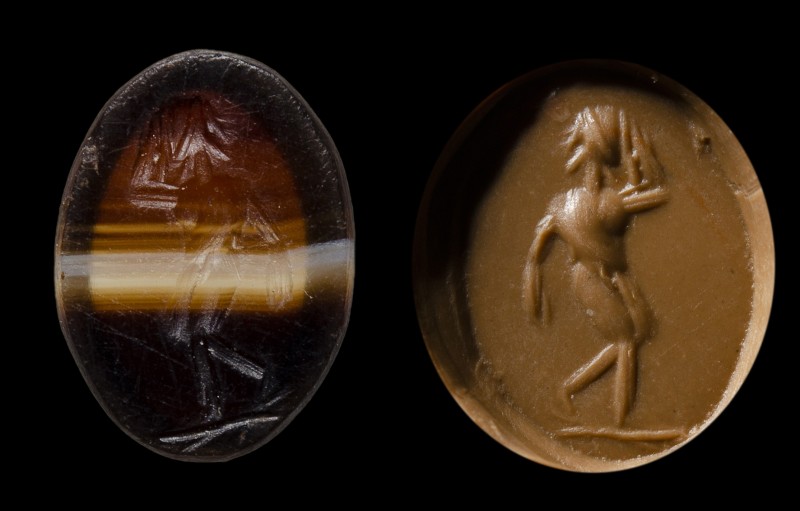 A roman banded agate intaglio. Male figure.
2nd century A.D.
6 x 8 x 2 mm

T...