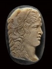 A neoclassical agate cameo. Bust of Alexander the Great as Hercules. 
End of 18th century - Beginning of 19th century
21 x 30 x 5 mm

The young Ma...