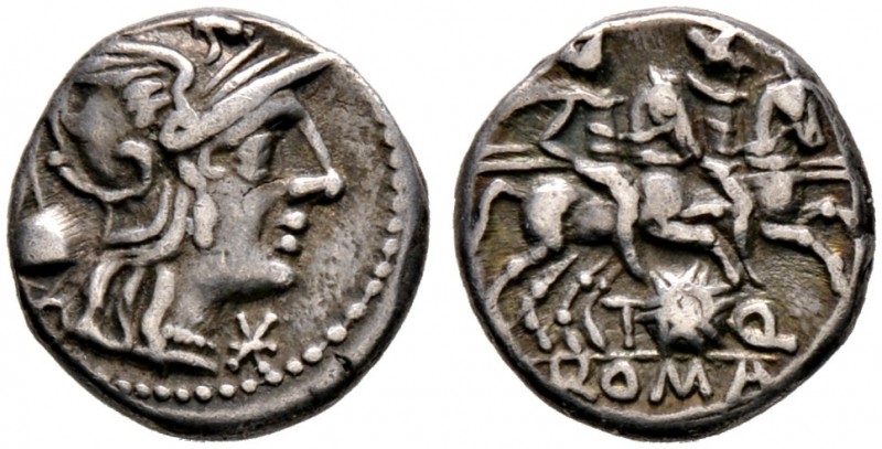 Römische Republik. T. Quinctius Flaminius 126 v. Chr 
Denar -Rom-. Romakopf mit...