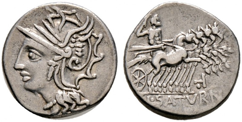 Römische Republik. L. Appuleius Saturninus 104 v. Chr 
Denar -Rom-. Romakopf mi...