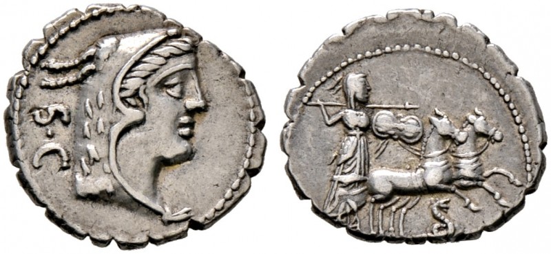 Römische Republik. L. Procilius 80 v. Chr 
Denar (Serratus) -Rom-. Kopf der Jun...