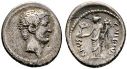 Römische Republik. C. Vibius Varus 42 v. Chr 
Denar -Rom-. Kopf des bärtigen Marcus Antonius nach rechts / Fortuna mit Victoria auf der Rechten und F...