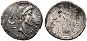 Imperatorische Prägungen. Julius Caesar † 44 v. Chr 
Denar 44 v. Chr. -Rom-. Auf seinen Tod. Prägung unter dem Münzmeister L. Aemilius Buca. Kopf Cae...