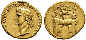 Kaiserzeit. Nero Claudius Drusus †9, Bruder des Tiberius 
Aureus (posthum geprägt unter Claudius) 41/42 -Rom-. NERO CLAVDIVS DRVSVS GERMANICVS IMP. B...