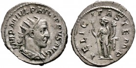 Kaiserzeit. Philippus I. Arabs 244-249 
Antoninian 244/247 -Rom-. IMP M IVL PHILIPPVS AVG. Drapierte Büste mit Strahlenkrone nach rechts / FELICITAS ...