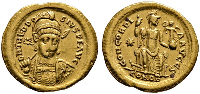 Kaiserzeit. Theodosius II. 402-450 
Solidus 408/420 -Constantinopolis-. 6. Offi...
