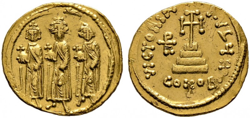 Heraclius 610-641 
Solidus 639/641 -Constantinopolis-. 8. Offizin. Drei Kaiser ...