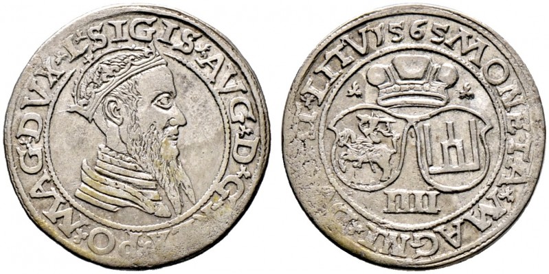 Baltikum-Litauen. Sigismund August von Polen 1547-1572. 
 Groschen 1565 -Vilniu...