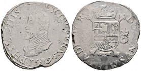 Belgien-Brabant. Philipp II. von Spanien 1555-1598 
Philippstaler (Ecu philippe) 1596 -Antwerpen-. Delm. 18, Dav. 8637, Vanhoudt 362.
kleine Schrötl...