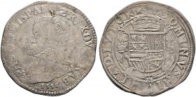 Belgien-Brabant. Philipp II. von Spanien 1555-1598 
Philippstaler (Ecu philippe) 1558 -Maastricht-. Delm. 21, Dav. 8625, Vanhoudt 253.
fast sehr sch...